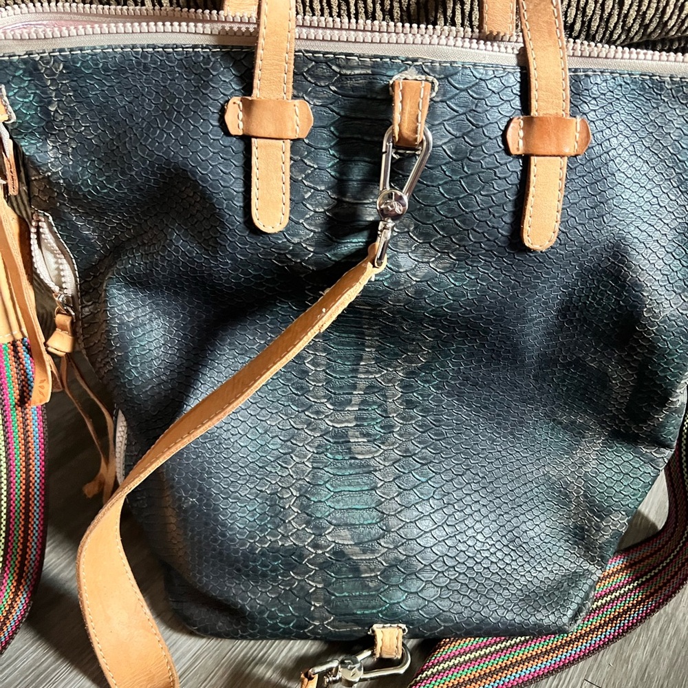 Consuela Textured Green and Tan Tote